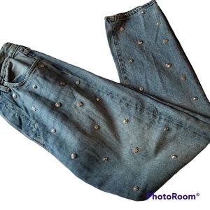 &Denim light‎ wash embellish silver studs size 29